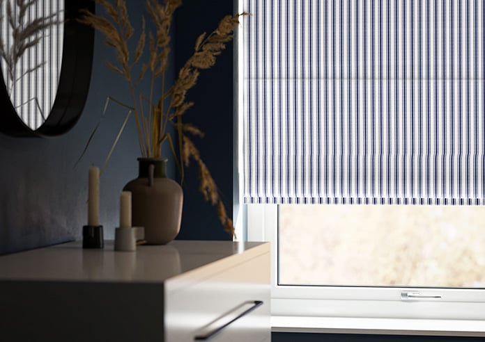 Lace Stripes, Sapphire - Motorised Roman Blind - Image 5